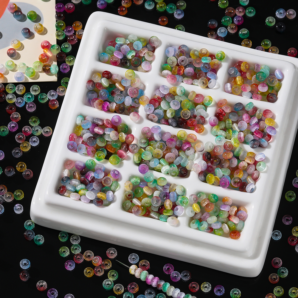 4mm双色猫眼拉丝珠仿算盘珠散珠