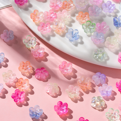 10mm琉璃透明渐变花瓣花托散珠