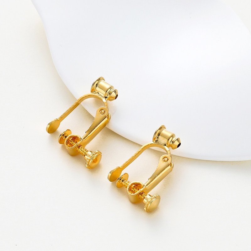 14K18K金保色镀真金螺丝耳夹子弹塞无耳洞耳饰转换器diy配件