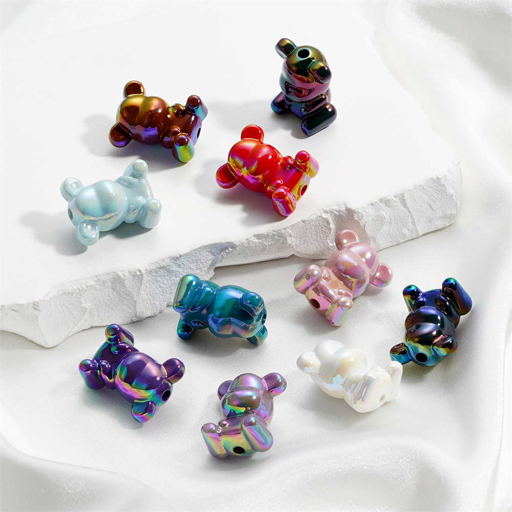 亚克力幻彩电镀机器熊小熊通孔珠