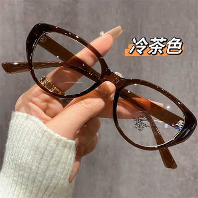 猫眼防蓝光近视眼镜复古方圆脸