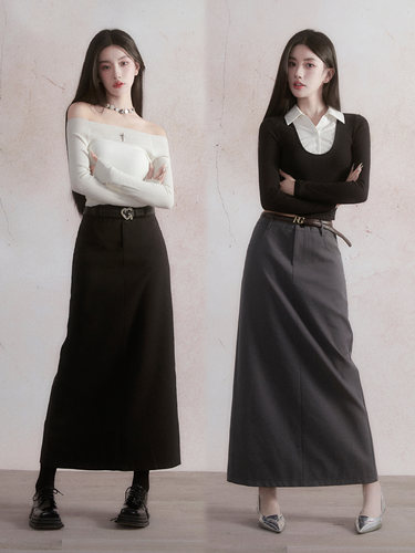 易碎商店随性经典长款西装半身裙