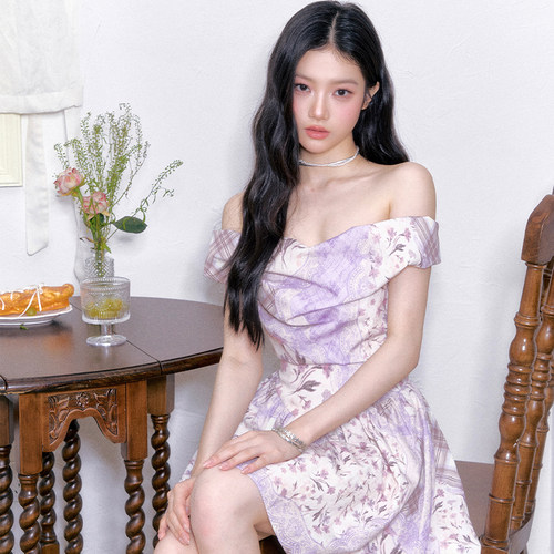 FragileHeart紫色拼贴花朵连衣裙