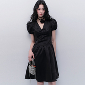 连衣裙晚礼服裙 气质晚宴V领泡泡袖 现货 易碎商店·玫瑰夜曲