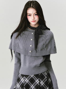 fragileheart易碎商店·柏林街道 千金斗篷披肩上衣麻花针织毛衣