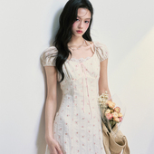 收腰修身 连衣裙 夏日法式 碎花泡泡袖 现货 易碎商店·花野序曲