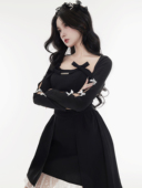 甜酷针织坎肩 原创百搭镂空蝴蝶结黑色防晒开衫 现货 易碎商店