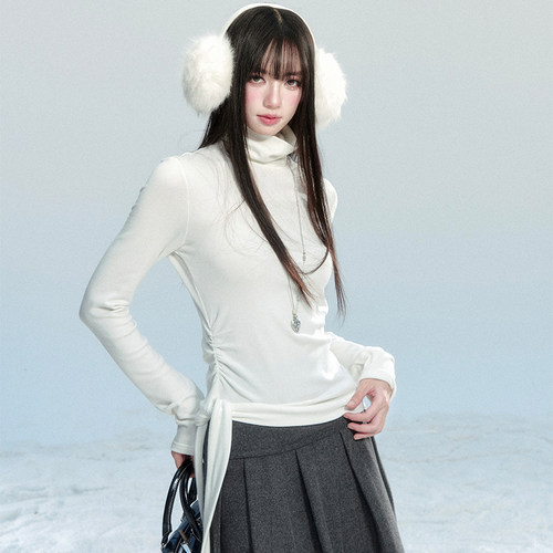 fragileheart易碎商店·冬日小岛韩系系带高领长袖打底衫百搭上衣