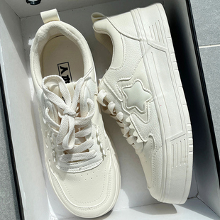 人本小白鞋女2024春季新款运动爆款小众女鞋厚底百搭女款休闲板鞋