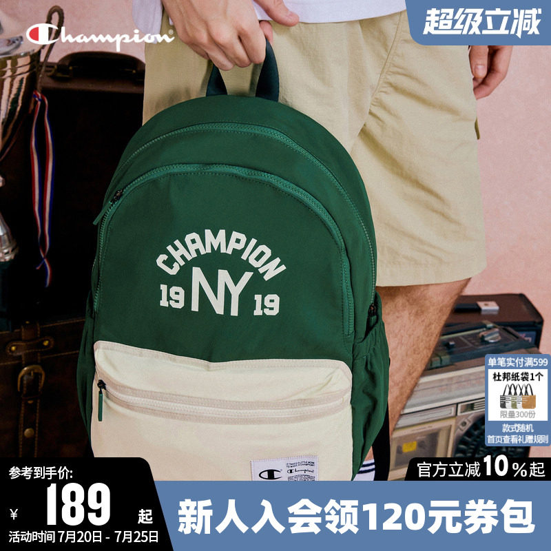 Champion冠军新款双肩背包女校园风经典书包男大容量电脑包运动包