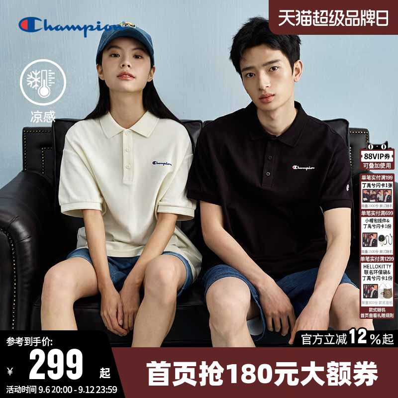 Champion冠军情侣短袖POLO衫T恤图片