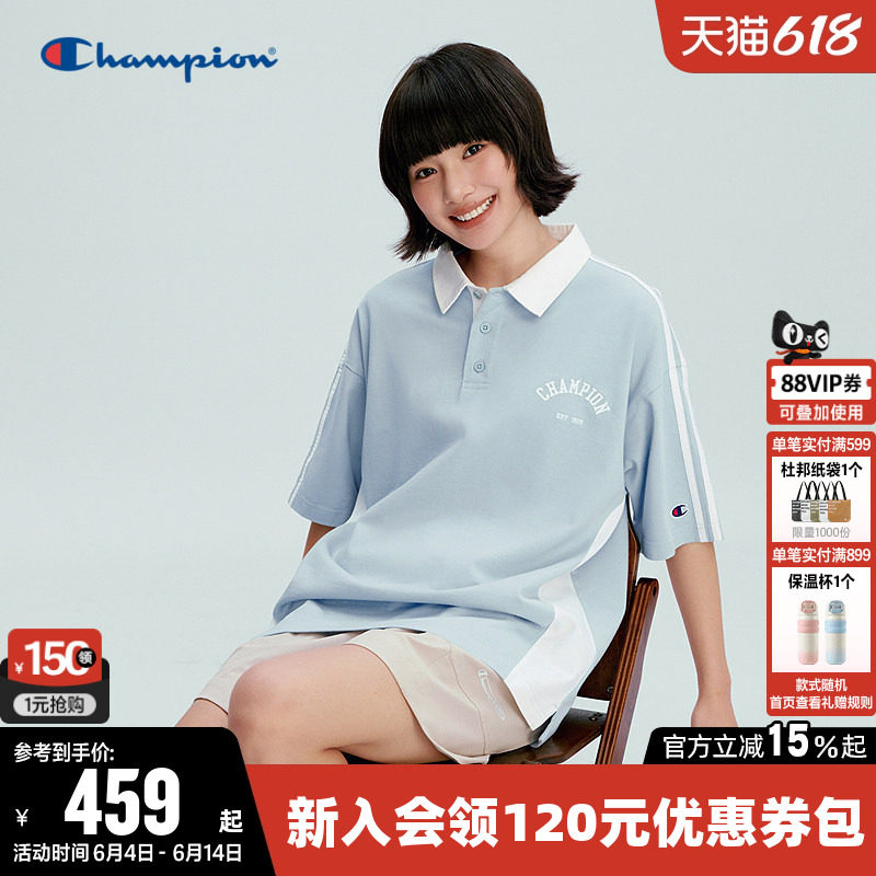 Champion冠军T恤女2026夏季新款情侣纯棉POLO衫宽松短袖上衣男潮