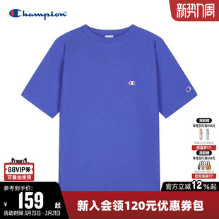 Champion冠军T恤女春季 上衣男潮 纯色刺绣小Clogo情侣纯棉休闲短袖
