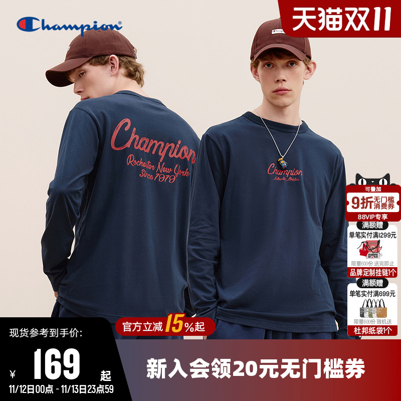 纯棉长袖T恤Champion冠军男