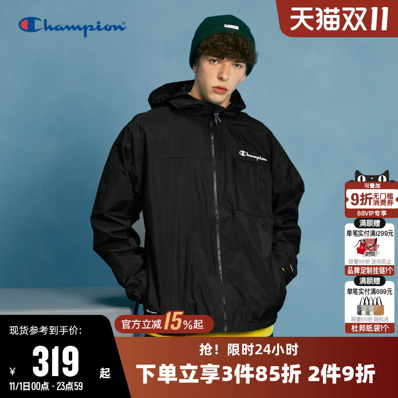 Champion冠军夹克女2025秋季新款拉链开衫情侣轻薄休闲连帽外套男