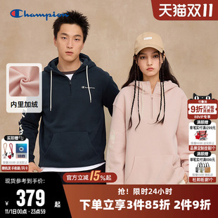 Champion冠军卫衣女2025冬季 情侣休闲加绒半拉链连帽上衣男 新款