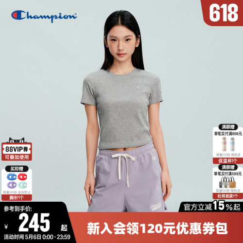 Champion冠军短款圆领短袖T恤女