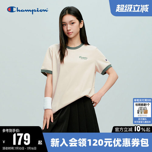 Champion冠军印花logo短袖T恤女