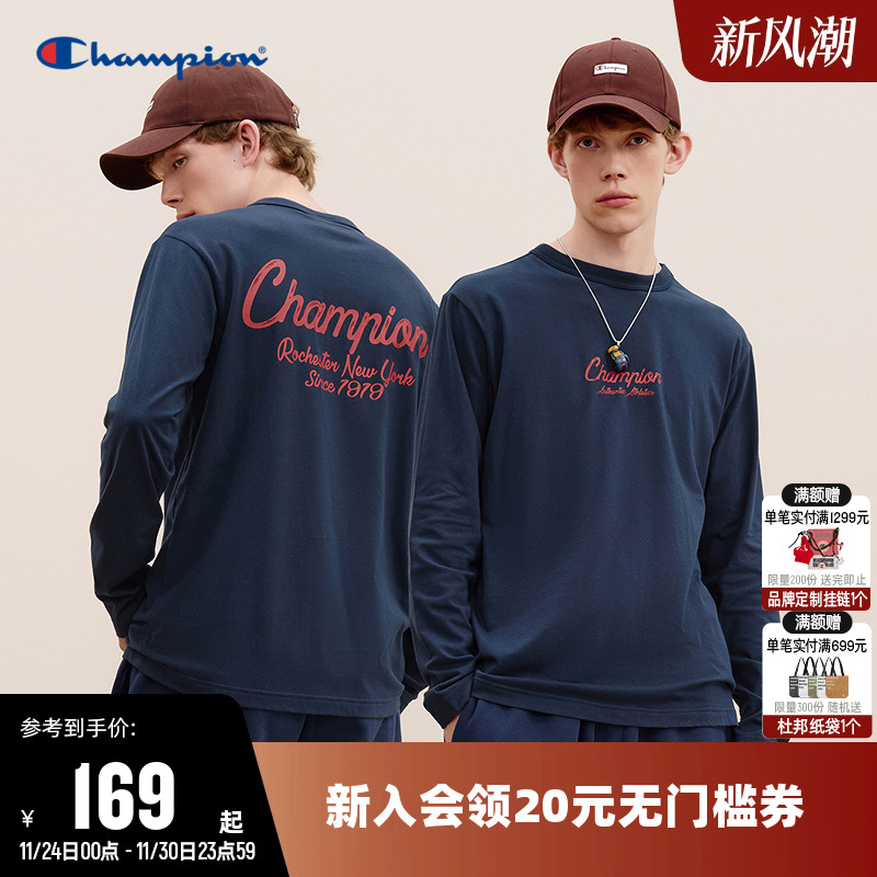 纯棉长袖T恤Champion冠军男