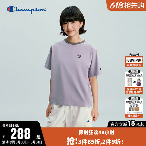 Champion冠军休闲圆领短袖T恤女