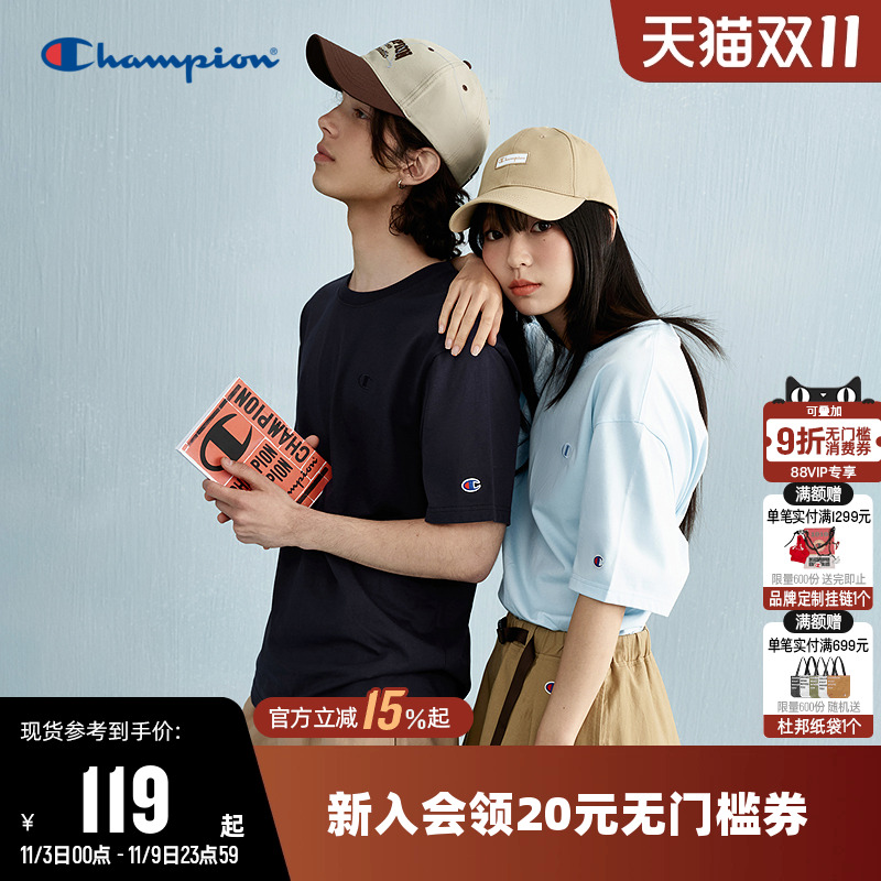 CHAMPION冠军圆领纯棉短袖T恤