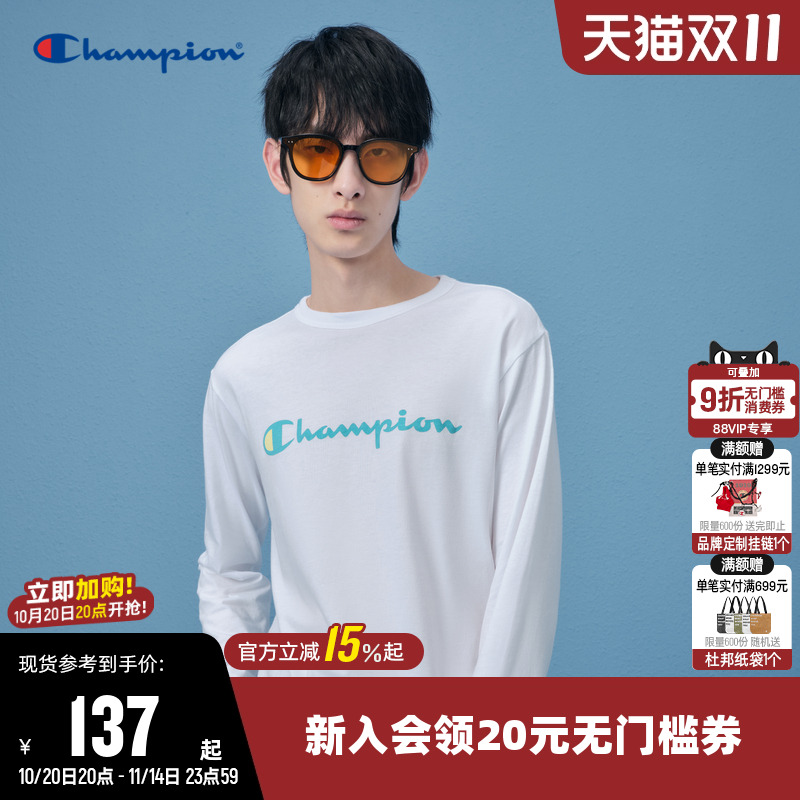 Champion冠军拼色长袖T恤情侣
