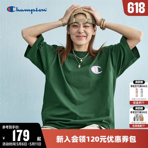 刺绣短袖T恤Champion冠军情侣