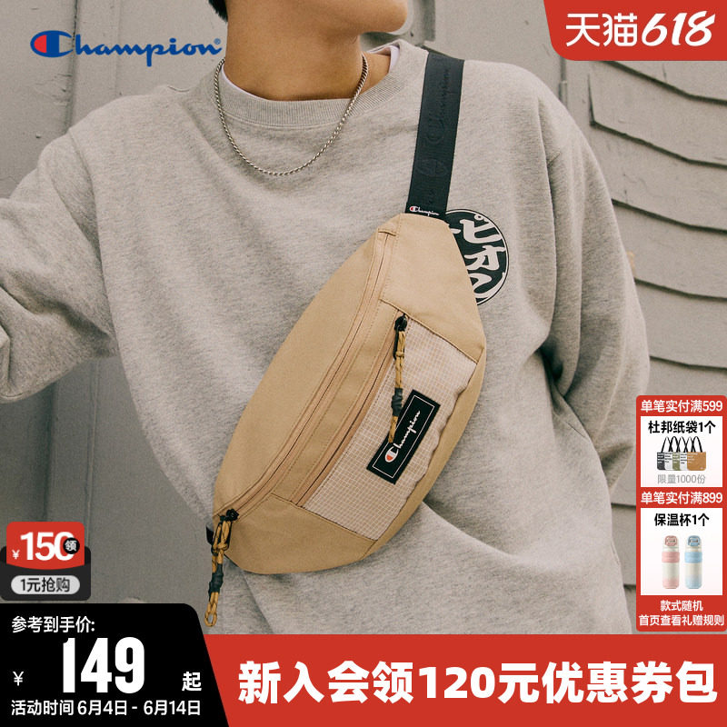 Champion冠军经典跑步胸包女运动手机腰包休闲户外斜挎包男时尚夏