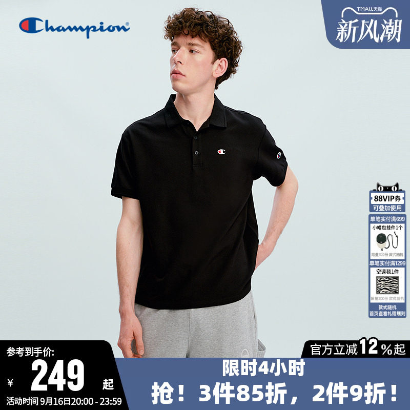 Champion冠军情侣短袖POLO衫T恤图片