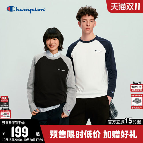 Champion冠军插肩袖长袖T恤男