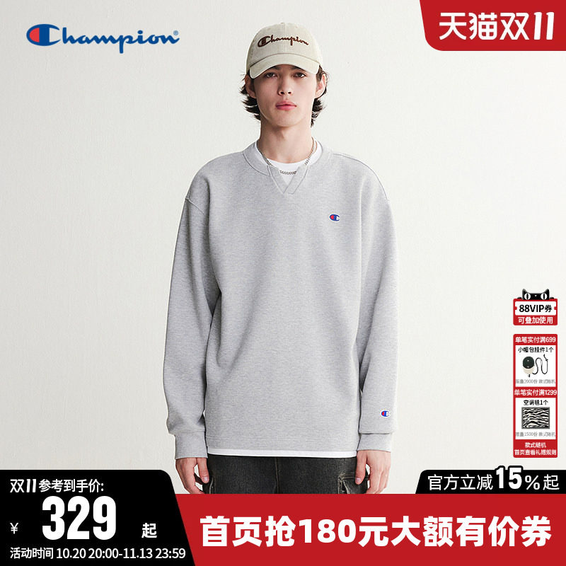 Champion冠军T恤男2026秋季新款华夫格假两件休闲长袖卫衣上衣女