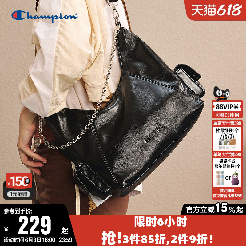 Champion冠军单肩包女男斜挎包机车包休闲通勤情侣复古潮酷背包夏