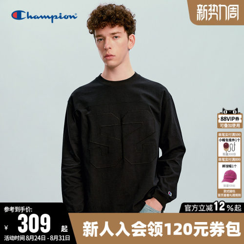 Champion冠军休闲圆领长袖T恤男