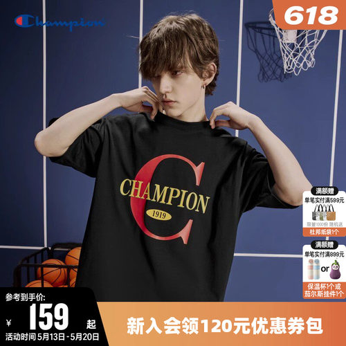 撞色短袖T恤Champion冠军情侣