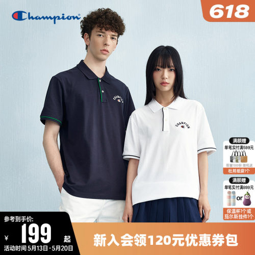 Champion冠军撞色POLO衫T恤男