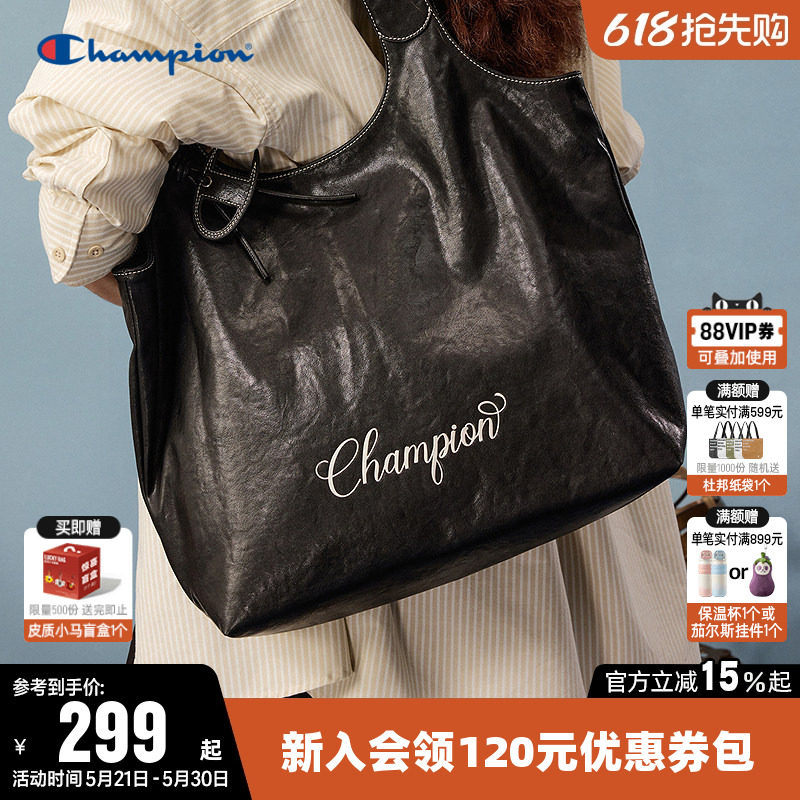 Champion冠军单肩背包2026夏女大容量时尚通勤托特包旅行休闲挎包