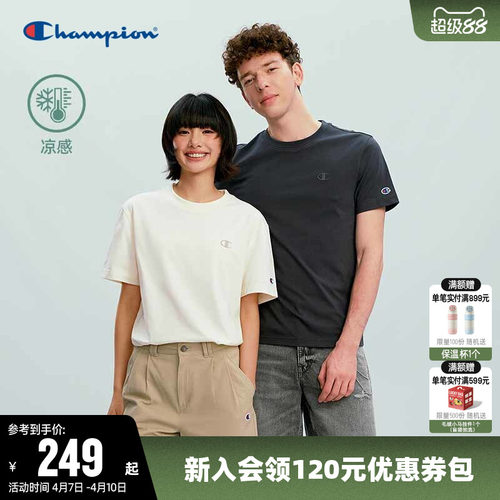 Champion冠军休闲圆领短袖T恤女