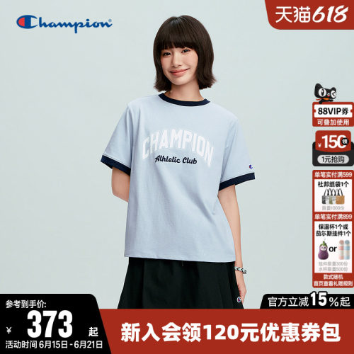 Champion冠军休闲圆领短袖T恤女