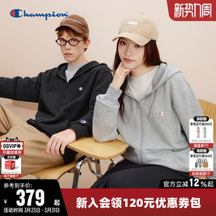 Champion冠军卫衣女2026春季 情侣刺绣logo连帽拉链休闲上衣男 新款
