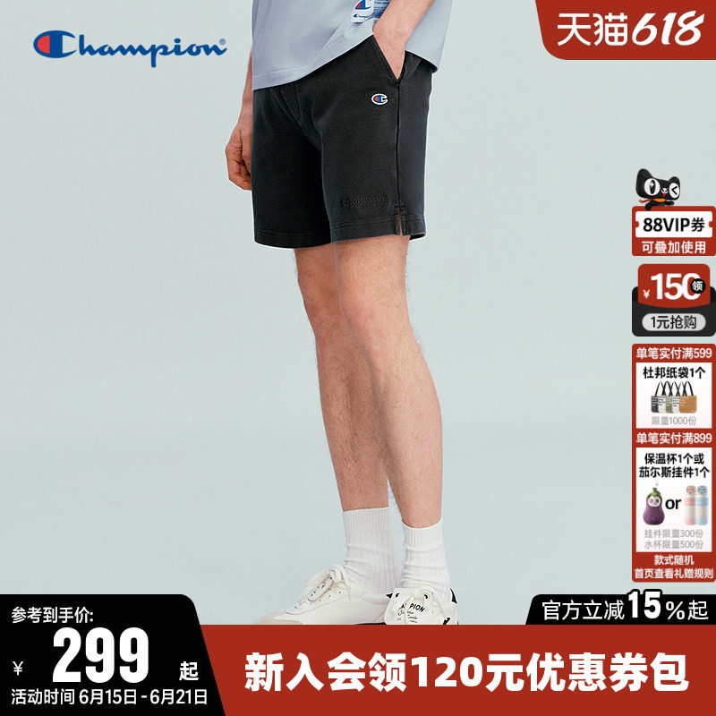 Champion冠军短裤男2026夏季新款纯色做旧针织直筒裤休闲运动裤子