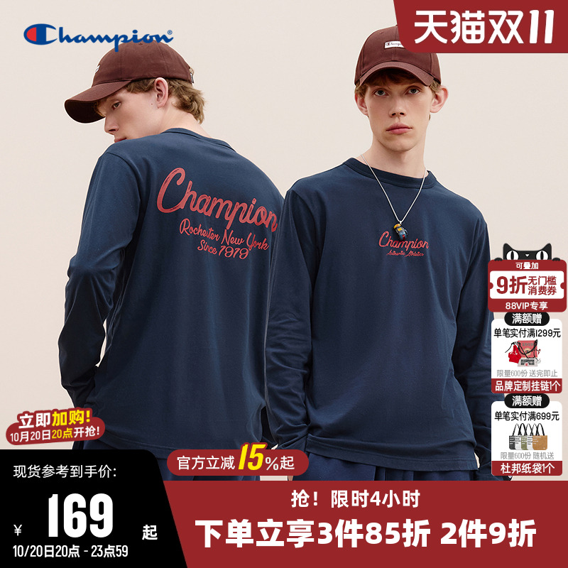 纯棉长袖T恤Champion冠军男