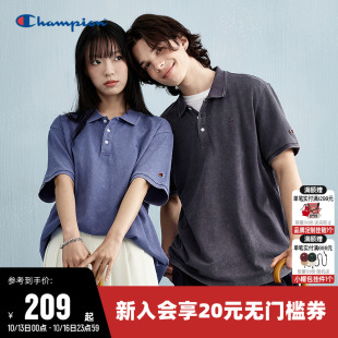 polo衫 情侣纯棉短袖 纯色休闲上衣男 新款 Champion冠军T恤女25夏季