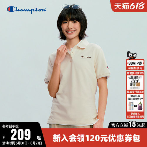 Champion冠军休闲短袖POLOT恤女