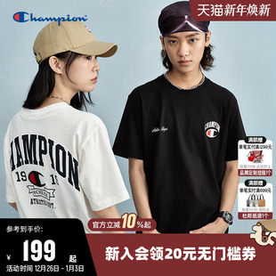 上衣潮 街头纯棉休闲圆领运动短袖 Champion冠军T恤男2025夏季 新款