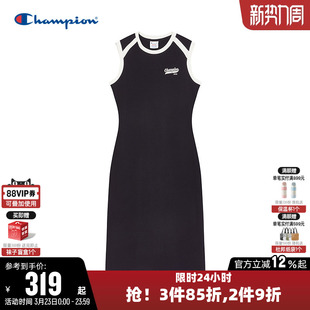 Champion冠军连衣裙女2026春季新款针织长裙休闲透气圆领无袖裙子