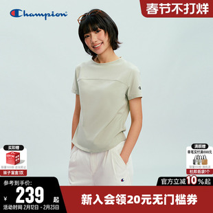 Champion冠军T恤女2026春季新款纯色短款打底衫休闲短袖圆领上衣