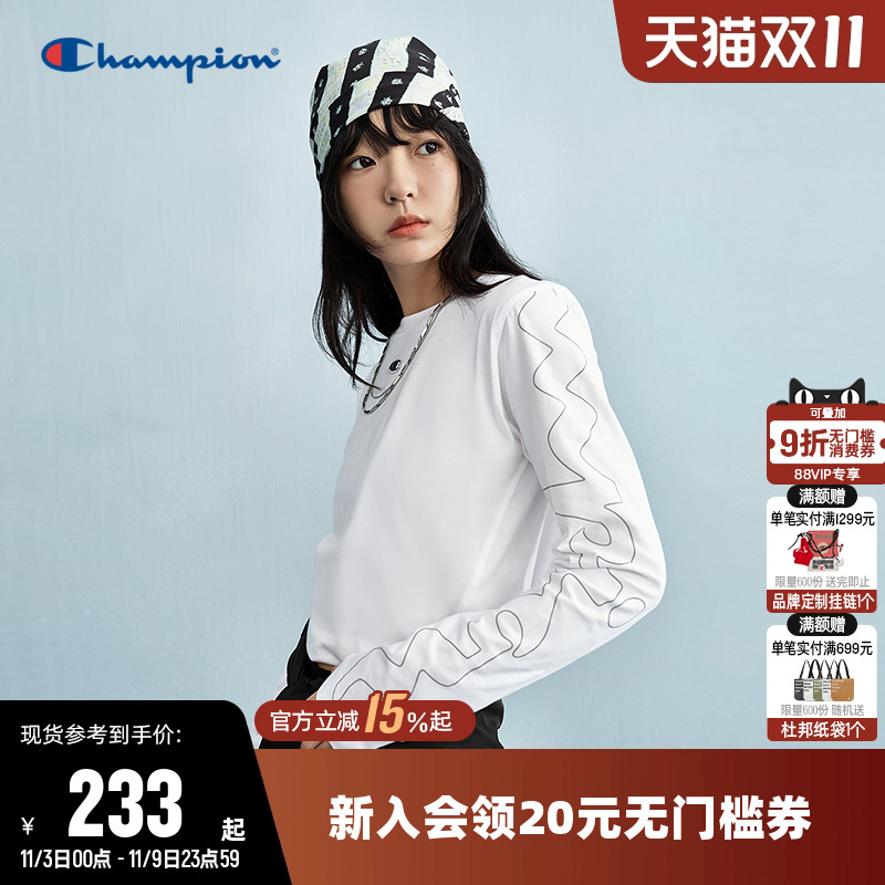 Champion冠军短款长袖T恤女