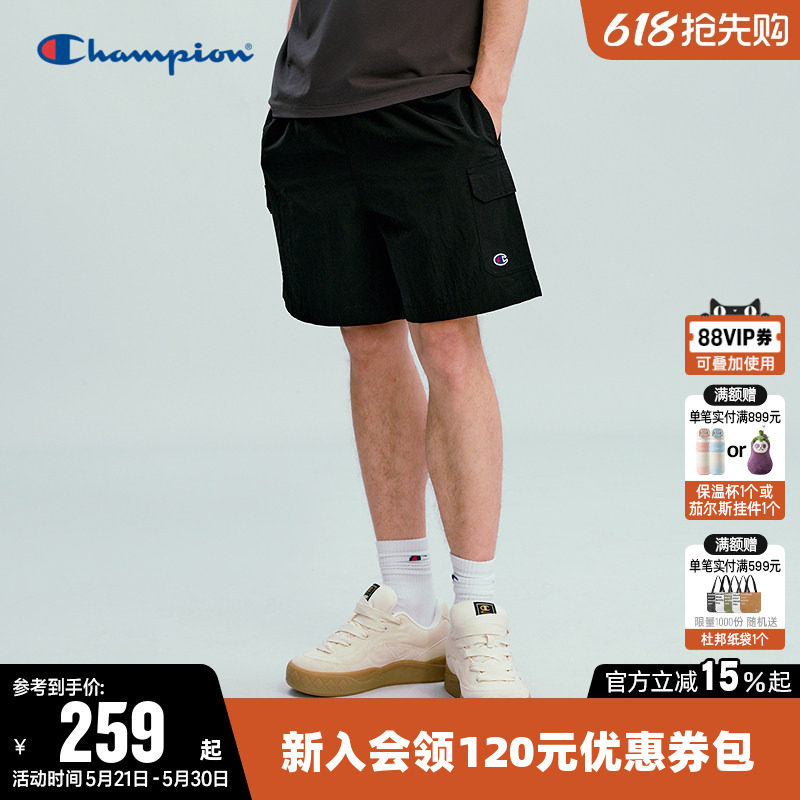 Champion冠军短裤男2026夏季新款工装风梭织五分裤休闲宽松裤子潮