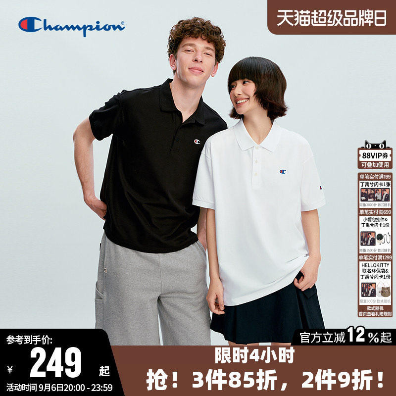 Champion冠军情侣短袖POLO衫T恤图片