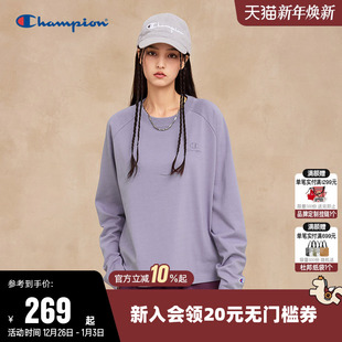 休闲圆领宽松长袖 纯棉插肩袖 上衣潮 新款 Champion冠军T恤女25秋季